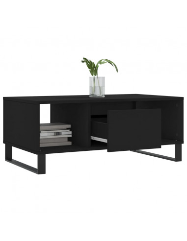 Tavolino da Salotto Nero 90x50x36,5 cm in Legno Multistrato