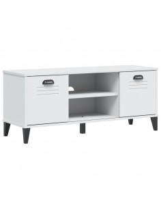 Panca Portascarpe VIKEN Bianca 106x35x45 cm Legno Massello Pino 2