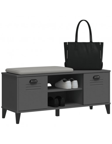 Panca Portascarpe VIKEN Antracite 106x35x45 cm Massello Pino