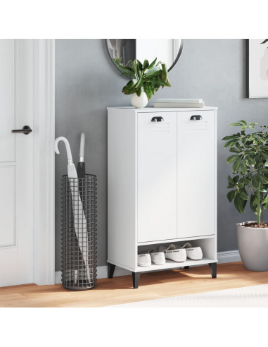 Scarpiera VIKEN Bianca in Legno Massello di Pino