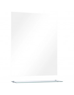 Specchio da Parete con Mensola 50x60 cm in Vetro Temperato 2