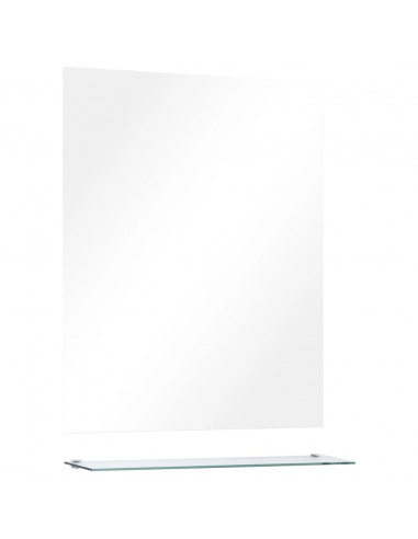 Specchio da Parete con Mensola 50x60 cm in Vetro Temperato