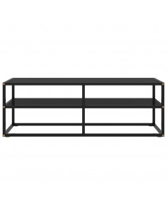 Mobile TV Nero con Vetro Nero 120x40x40 cm 2