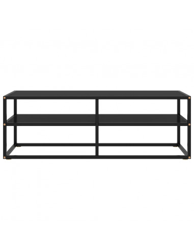 Mobile TV Nero con Vetro Nero 120x40x40 cm