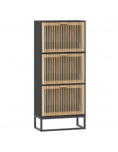 Scarpiera Nera 52x25x120 cm in Legno Multistrato 2