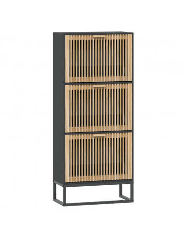 Scarpiera Nera 52x25x120 cm in Legno Multistrato