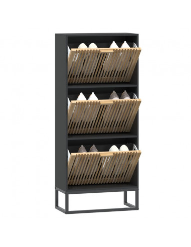 Scarpiera Nera 52x25x120 cm in Legno Multistrato