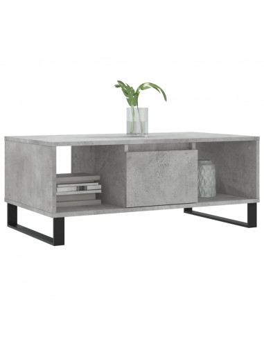 Tavolino Salotto Grigio Cemento 90x50x36,5 cm Legno Multistrato