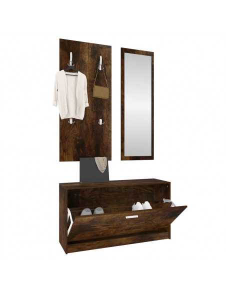 Set Scarpiere 3 in 1 rovere fumo in Legno Multistrato