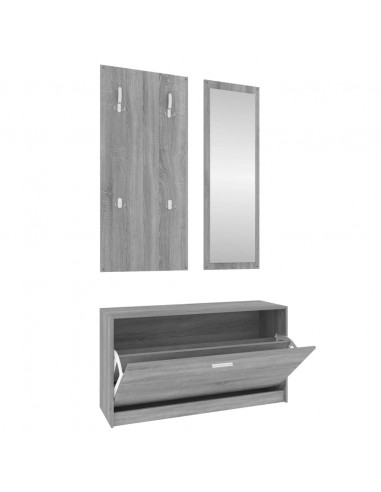 Set Scarpiere 3 in 1 grigio sonoma in Legno Multistrato