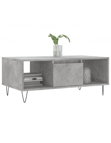Tavolino Salotto Grigio Cemento 90x50x36,5 cm Legno Multistrato