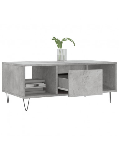 Tavolino Salotto Grigio Cemento 90x50x36,5 cm Legno Multistrato