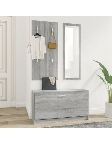 Set Scarpiere 3 in 1 grigio sonoma in Legno Multistrato