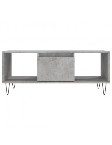 Tavolino Salotto Grigio Cemento 90x50x36,5 cm Legno Multistrato