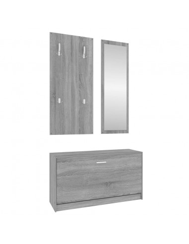 Set Scarpiere 3 in 1 grigio sonoma in Legno Multistrato