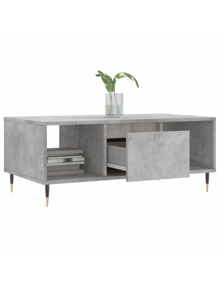 Tavolino Salotto Grigio Cemento 90x50x36,5 cm Legno Multistrato