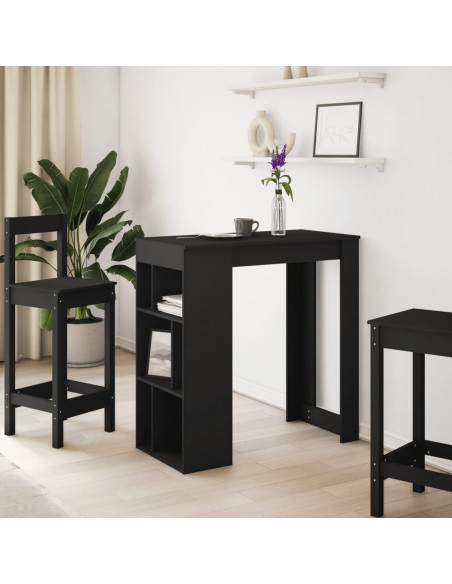 Tavolo Bar con Rastrelliera Nero 102x50x103,5 cm Multistrato