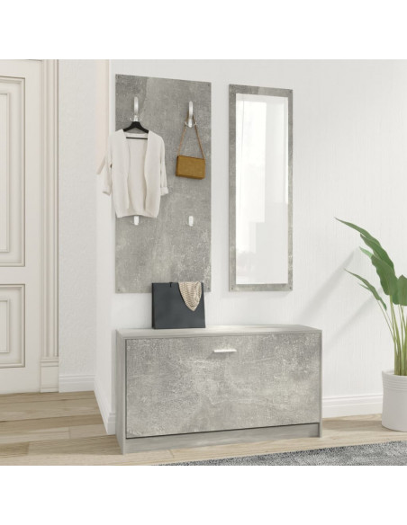 Set Scarpiere 3 in 1 Grigio cemento in Legno Multistrato