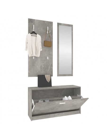 Set Scarpiere 3 in 1 Grigio cemento in Legno Multistrato