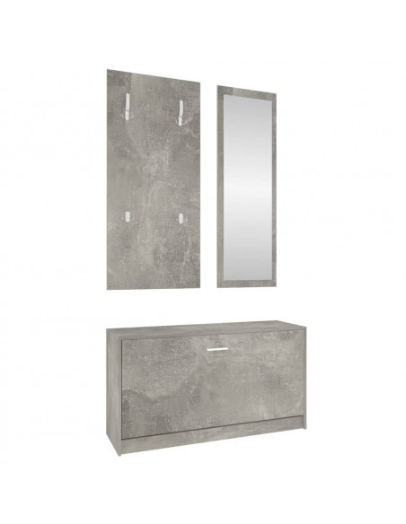 Set Scarpiere 3 in 1 Grigio cemento in Legno Multistrato