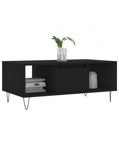 Tavolino da Salotto Nero 90x50x36,5 cm in Legno Multistrato
