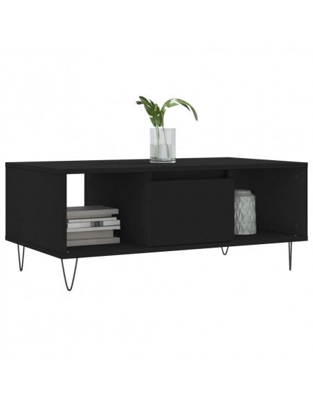 Tavolino da Salotto Nero 90x50x36,5 cm in Legno Multistrato