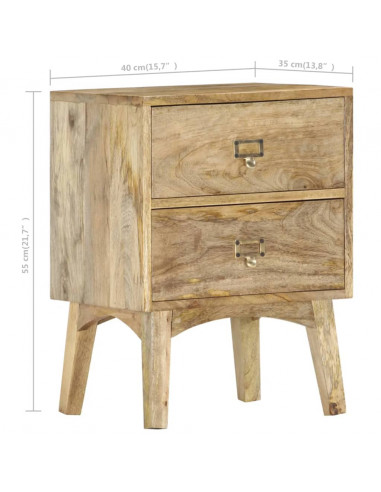 Comodino 40x35x55 cm in Legno Massello di Mango