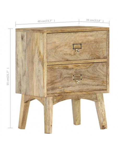 Comodino 40x35x55 cm in Legno Massello di Mango