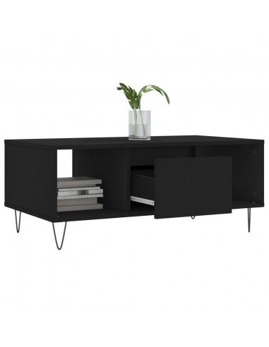 Tavolino da Salotto Nero 90x50x36,5 cm in Legno Multistrato