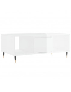 Tavolino Salotto Bianco Lucido 90x50x36,5 cm Legno Multistrato 2