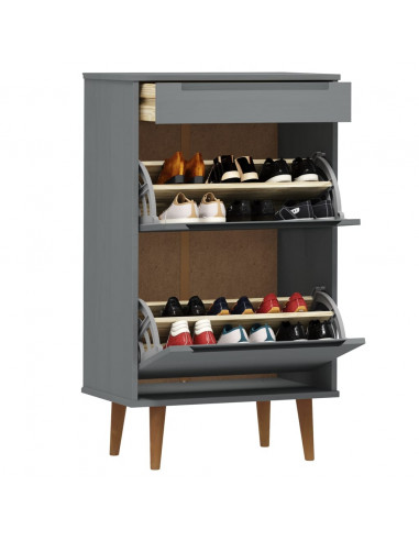 Scarpiera MOLDE Grigia 59,5x35x103 cm in Legno Massello di Pino