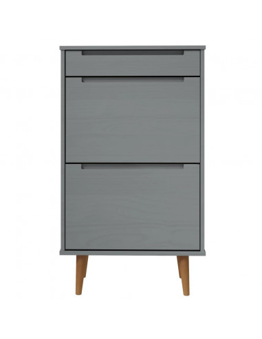 Scarpiera MOLDE Grigia 59,5x35x103 cm in Legno Massello di Pino