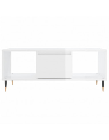 Tavolino Salotto Bianco Lucido 90x50x36,5 cm Legno Multistrato
