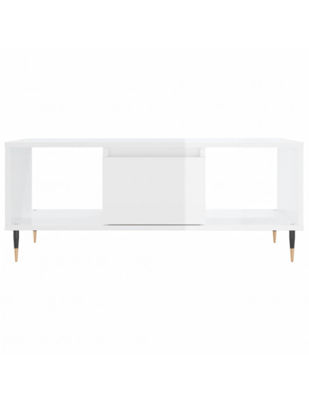 Tavolino Salotto Bianco Lucido 90x50x36,5 cm Legno Multistrato