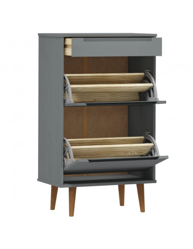 Scarpiera MOLDE Grigia 59,5x35x103 cm in Legno Massello di Pino