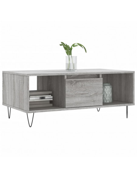 Tavolino Salotto Grigio Sonoma 90x50x36,5 cm Legno Multistrato