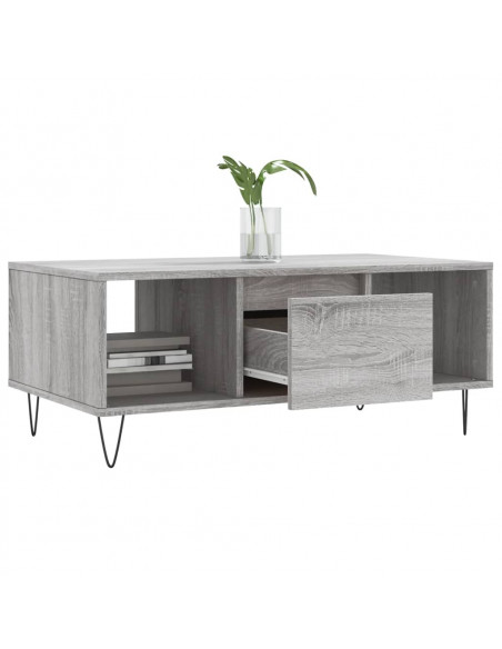Tavolino Salotto Grigio Sonoma 90x50x36,5 cm Legno Multistrato