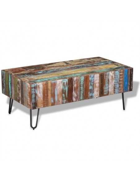 Tavolino da Salotto in Legno Massello Anticato 100x50x38 cm