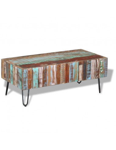 Tavolino da Salotto in Legno Massello Anticato 100x50x38 cm