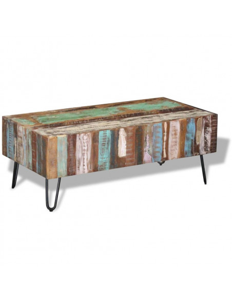 Tavolino da Salotto in Legno Massello Anticato 100x50x38 cm