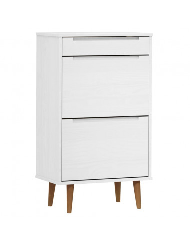 Scarpiera MOLDE Bianca 59,5x35x103 cm in Legno Massello di Pino