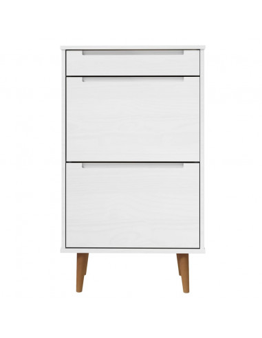 Scarpiera MOLDE Bianca 59,5x35x103 cm in Legno Massello di Pino