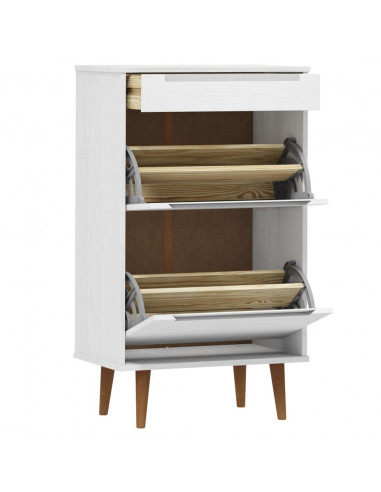 Scarpiera MOLDE Bianca 59,5x35x103 cm in Legno Massello di Pino
