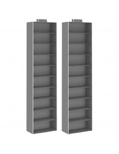 Organizer per Armadio da Appendere 2 pz con 10 Ripiani Tessuto 2