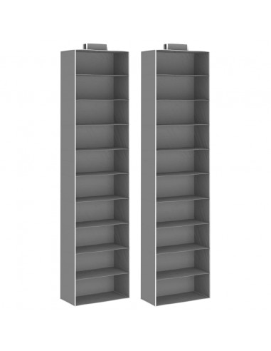 Organizer per Armadio da Appendere 2 pz con 10 Ripiani Tessuto