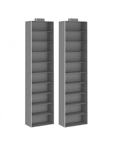 Organizer per Armadio da Appendere 2 pz con 10 Ripiani Tessuto