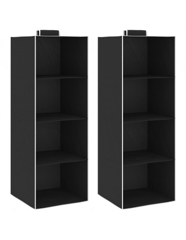 Organizer per Armadio da Appendere con 4 Ripiani 2 pz Tessuto