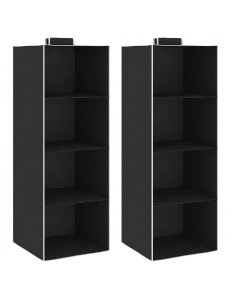 Organizer per Armadio da Appendere con 4 Ripiani 2 pz Tessuto