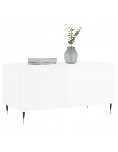 Tavolino Salotto Bianco Lucido 90x44,5x45 cm Legno Multistrato