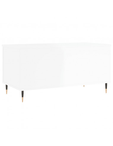 Tavolino Salotto Bianco Lucido 90x44,5x45 cm Legno Multistrato